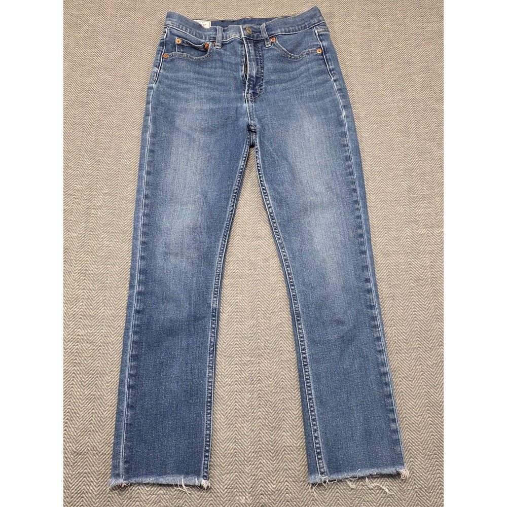 Gap Vintage Slim High Rise Jeans Blue Medium‎ Wash Raw Hem 27 4R Womens